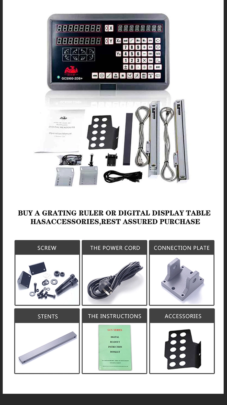 Complete Set 2 Axis LCD Digital Readout Dro with 2 Pieces 0-1000mm Glass Linear Scale