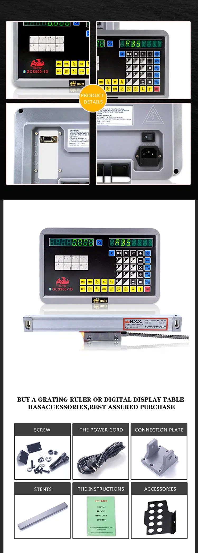 New Hxx 1 Axis Digital Readout Dro with Linear Scale